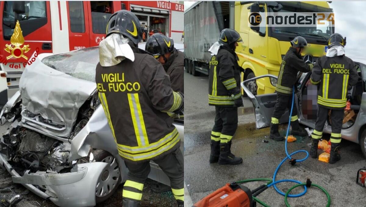 Incidente a Codevigo: scontro frontale tra auto e Tir - 