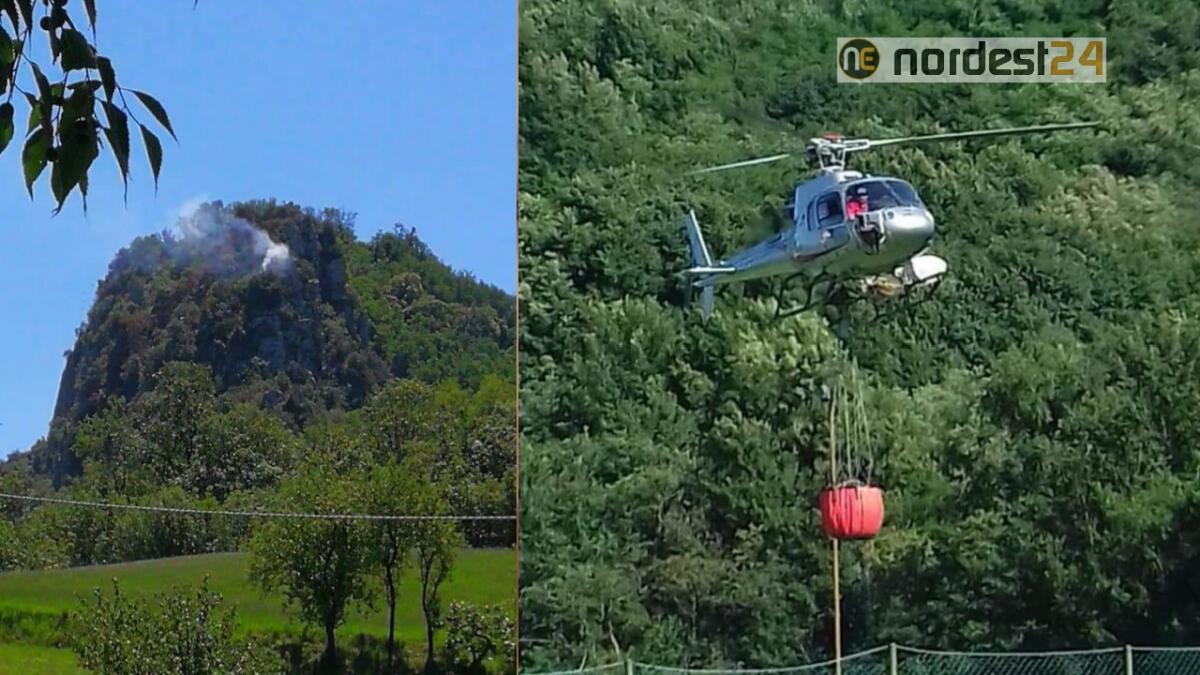 Teolo. Incendio boschivo a Rocca Pendice sui Colli Euganei - 