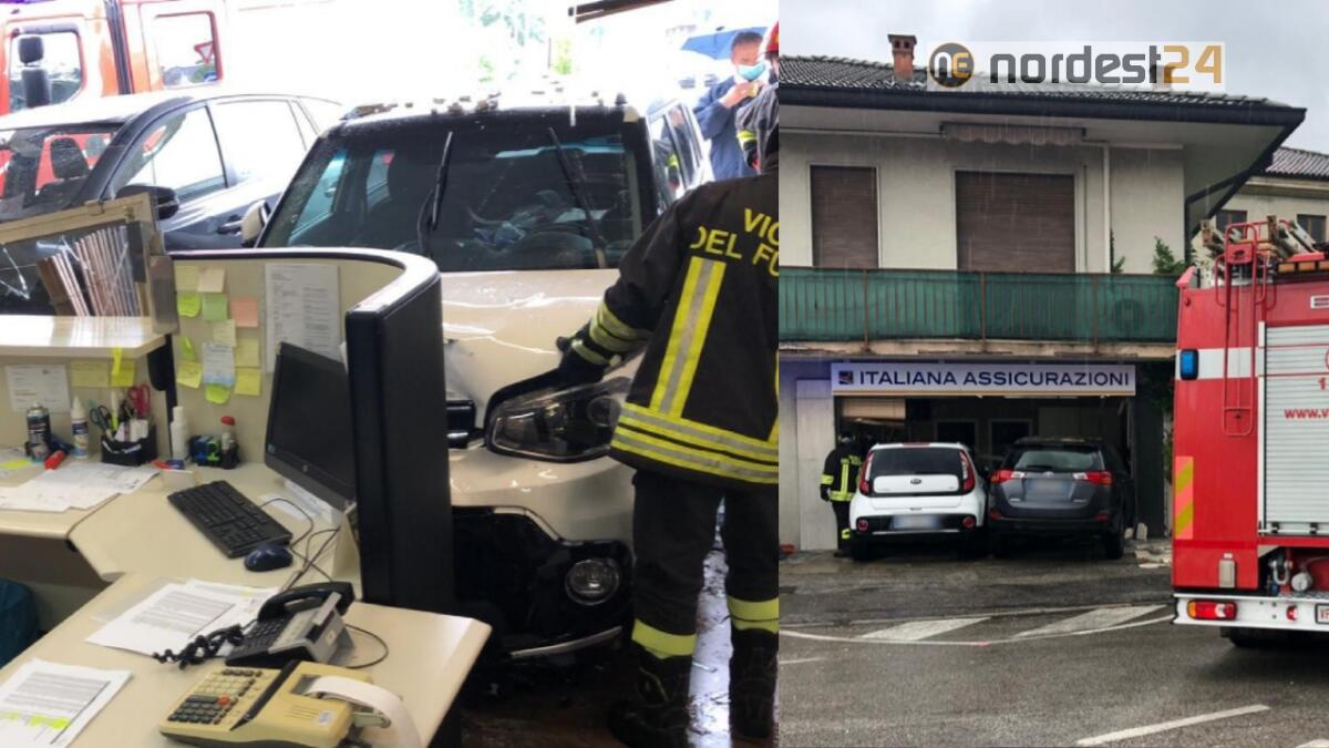 Due auto si scontrano e piombano dentro un ufficio - 