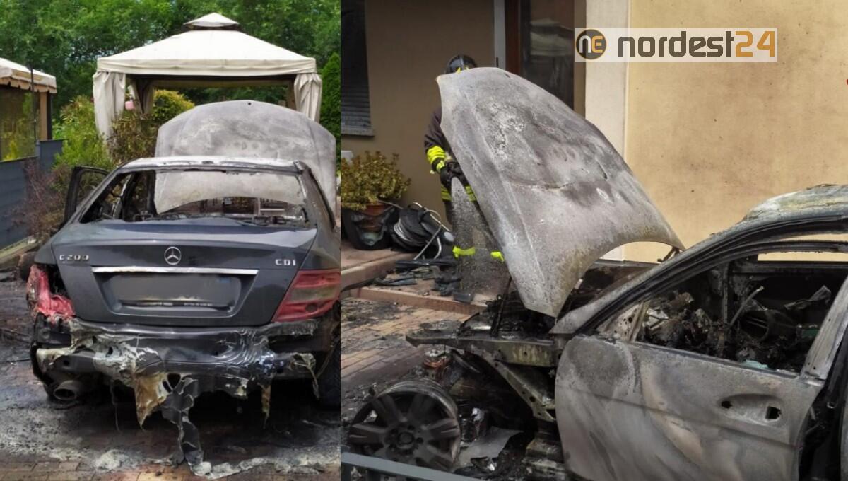 Incendio di un'auto: Mercedes distrutta dalle fiamme - 