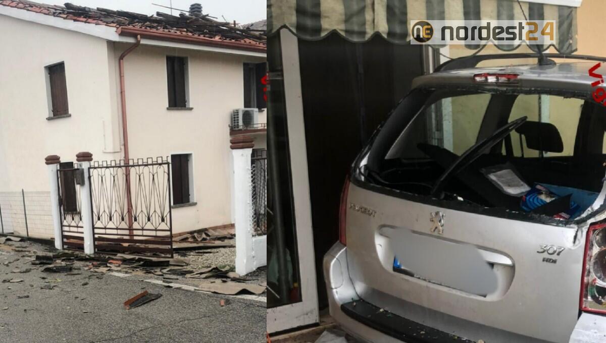 Tromba d'aria a Teglio Veneto: tetti scoperchiati, alberi abbattuti - 