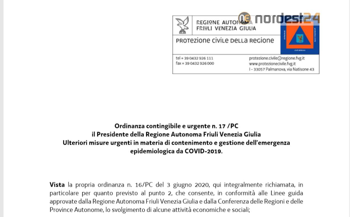Nuova Ordinanza di Fedriga in Fvg 12/06/2020 - PDF - 