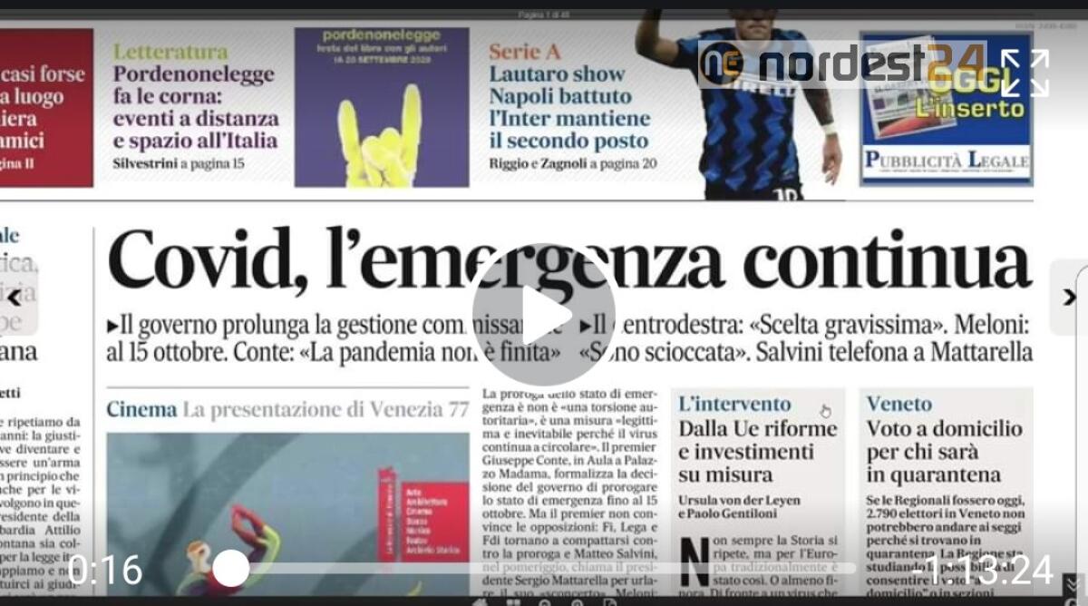 Covid, prorogata l'emergenza al 15 ottobre. Rassegna stampa 29 luglio - 