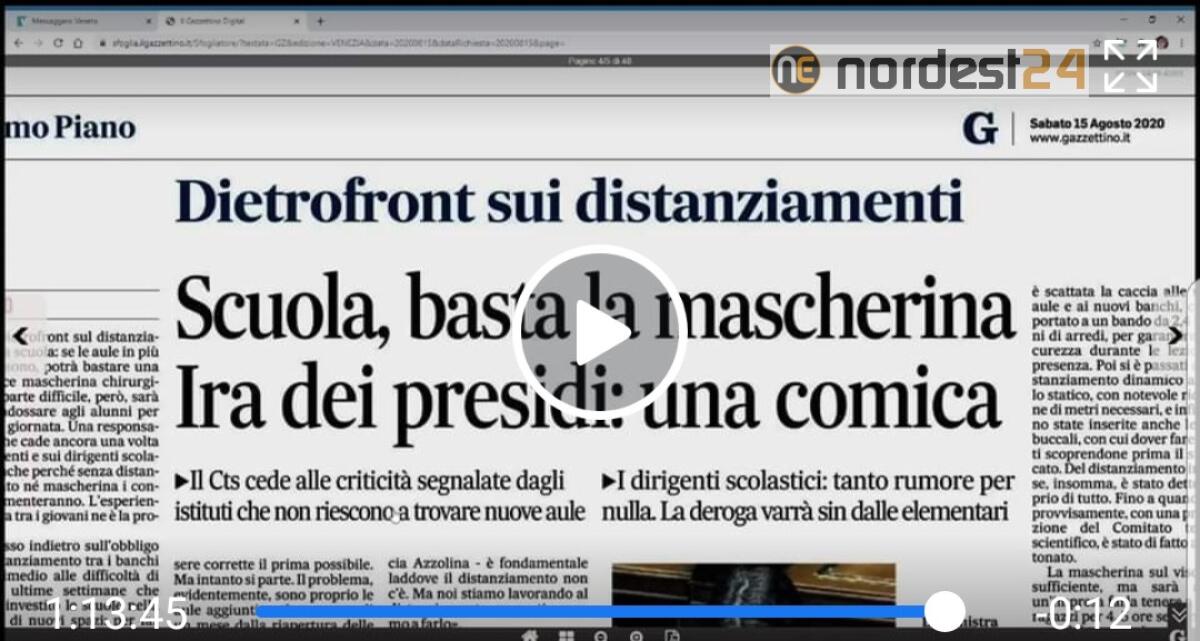 Scuola, basta la mascherina. Rassegna stampa 15 agosto - 