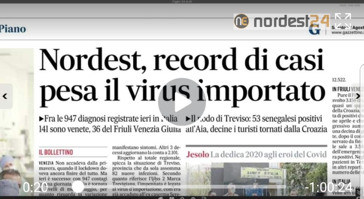 Impennata di contagi a nord-est. Rassegna stampa 22 agosto - 