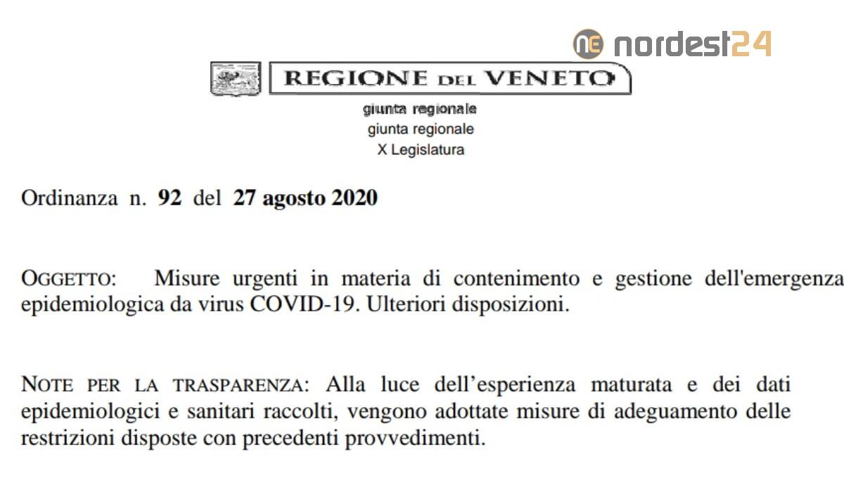 Nuova ordinanza in Veneto: tamponi per chi rientra dalla Sardegna - PDF - 