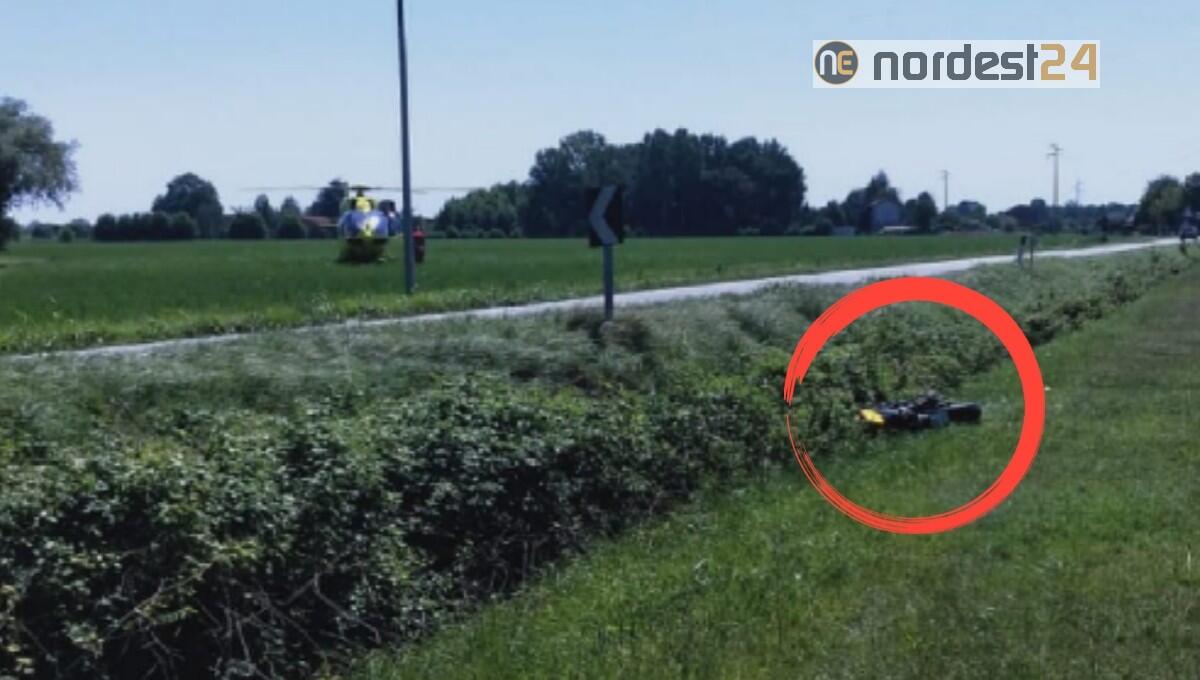 Incidente ad Azzano Decimo: perde il controllo della moto e finisce nel campo - 