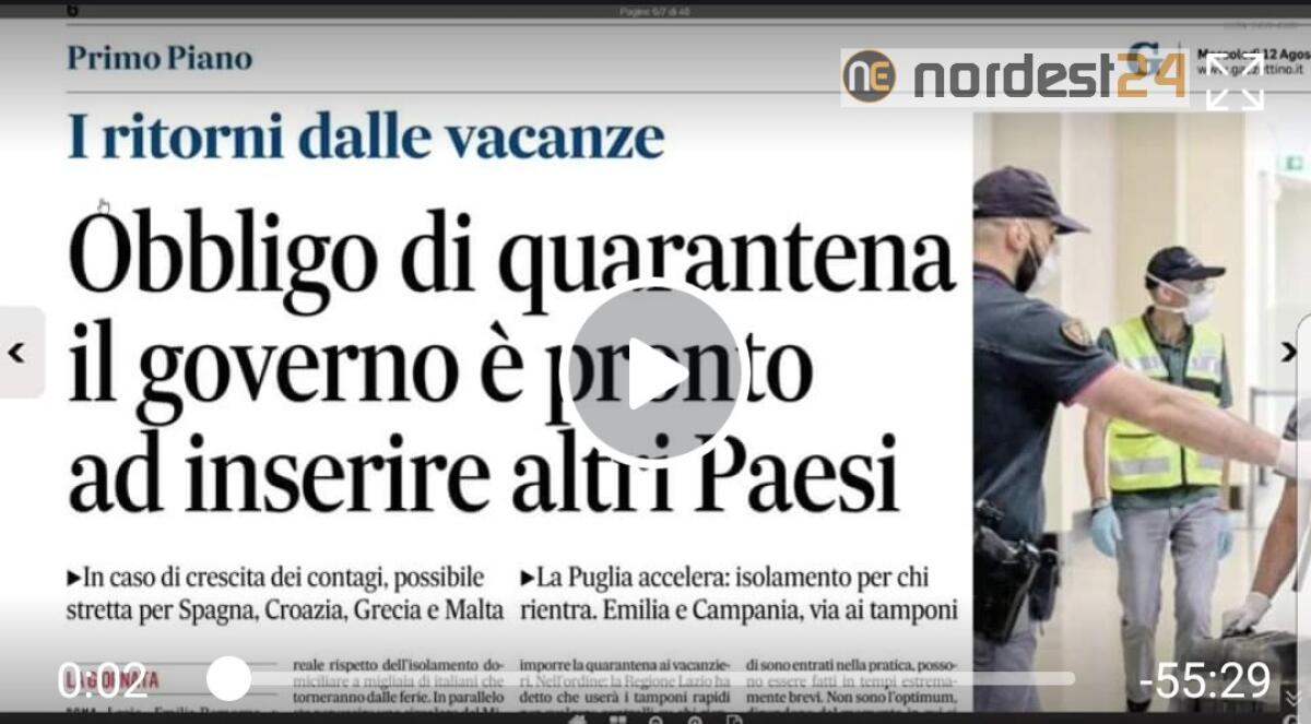 Quarantena da Croazia e Grecia? Rassegna stampa 12 agosto - 