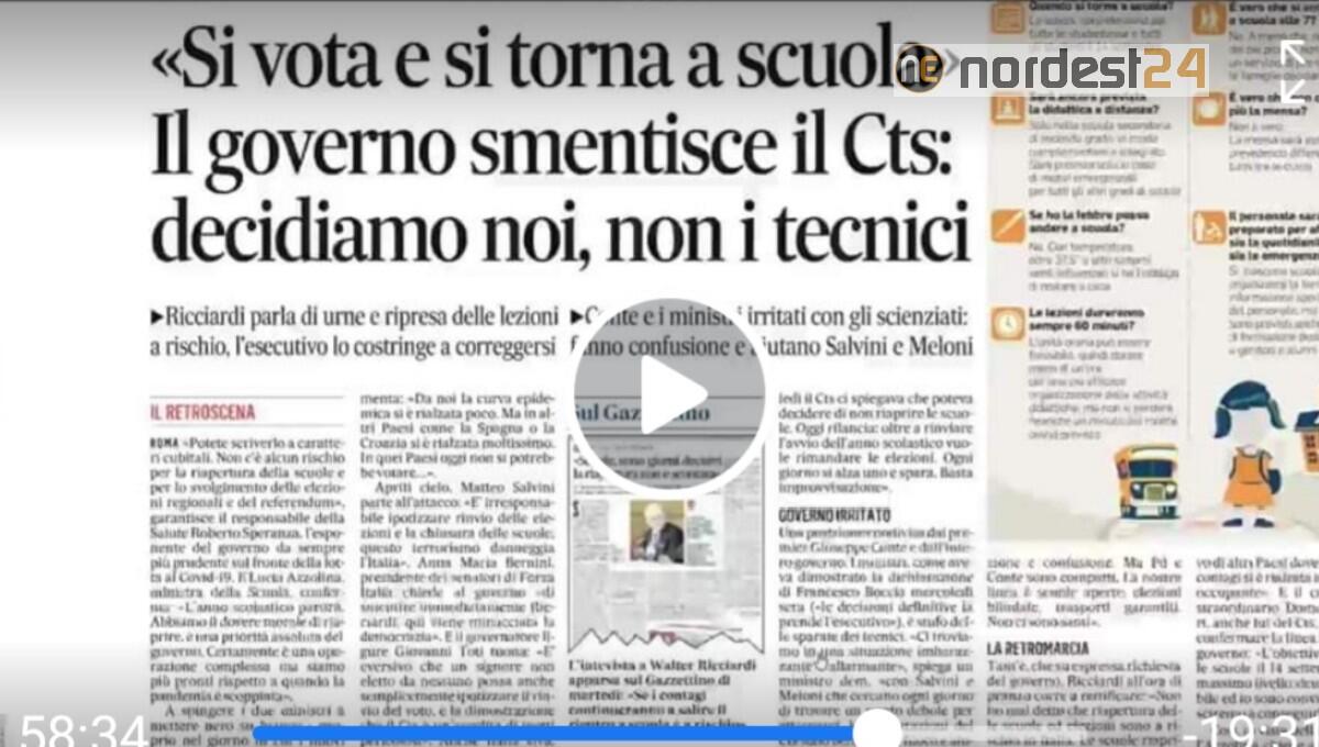 Gaffe di Ricciardi su scuola e voto. Rassegna stampa 21 agosto - 