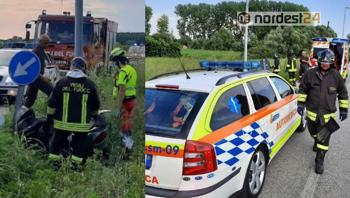 Pasiano di Pordenone. Si schianta con lo scooter contro un palo: ferito - 