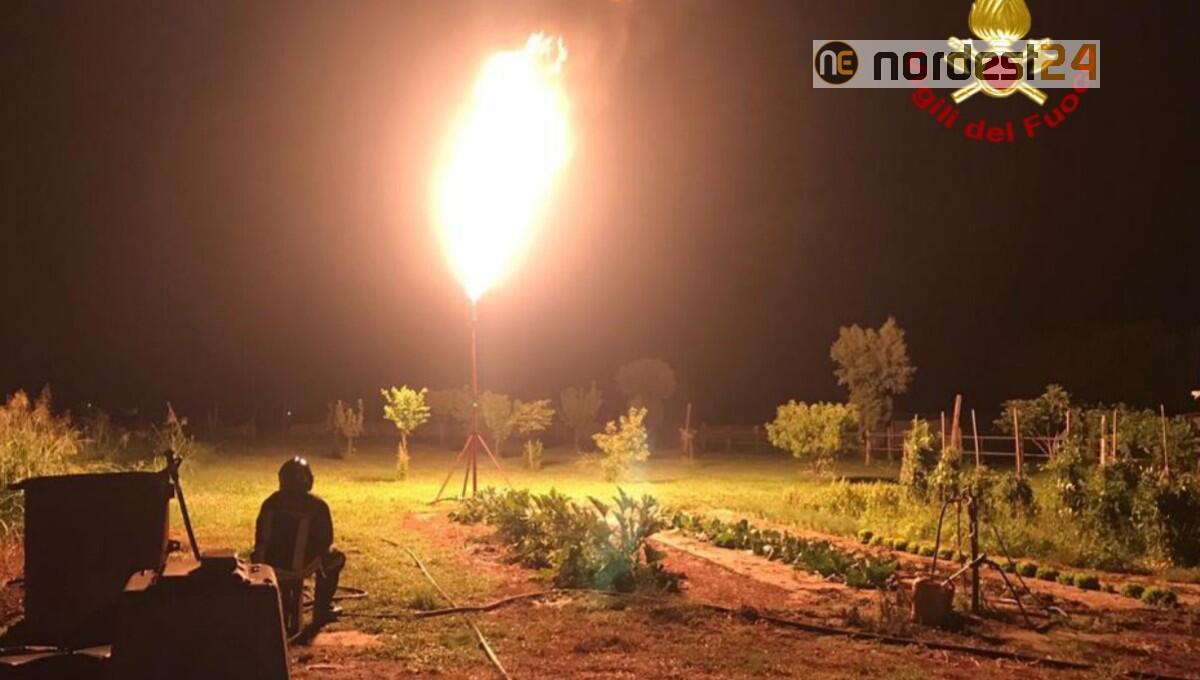 Perdita di GPL da un bombolone di 1000 litri in una casa:  notte di lavoro - 