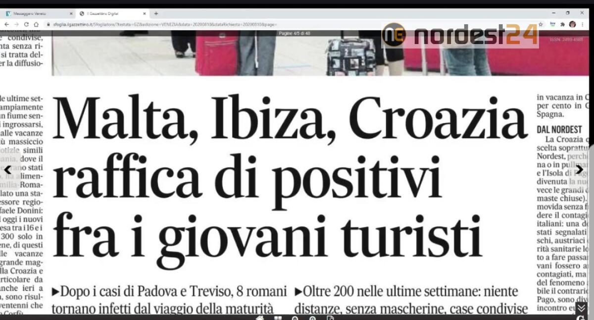 Raffica di positivi tra i giovani turisti. Rassegna stampa 10 agosto - 