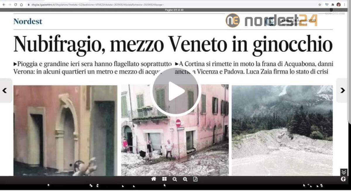 Nubifragio, mezzo Veneto in ginocchio. Rassegna stampa 24 agosto - 