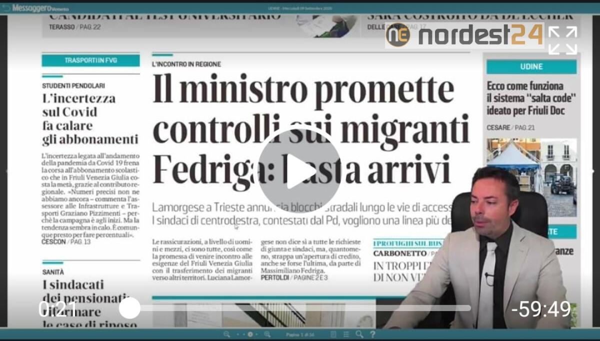 Fedriga pronto a chiudere i centri d'accoglienza. Rassegna stampa 09 settembre - 