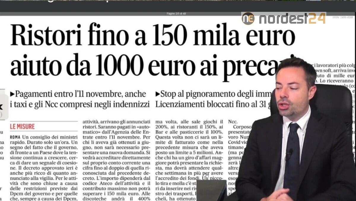 Ristori fino a 150mila euro. Rassegna stampa 28 ottobre - 