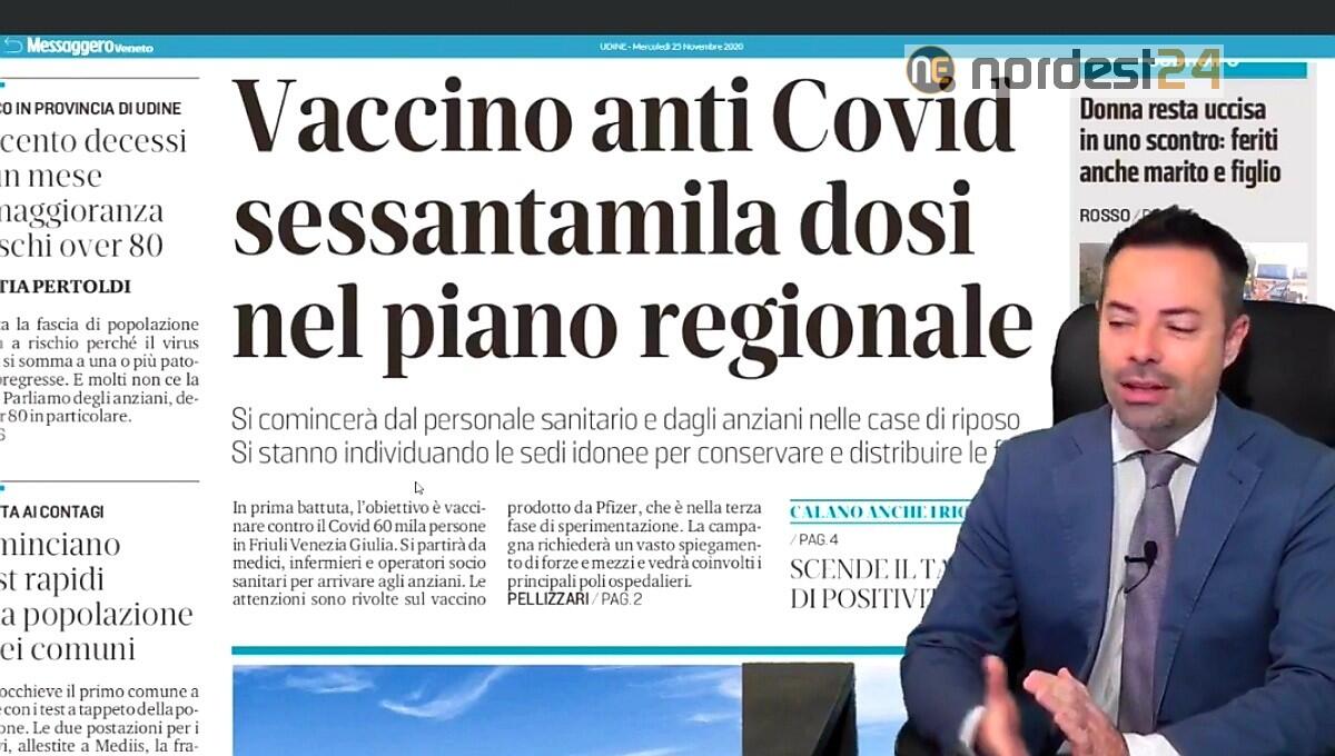 Fvg si prepara al vaccino anti-Covid;  nuovi divieti in Veneto. Rassegna stampa 25 novembre - 
