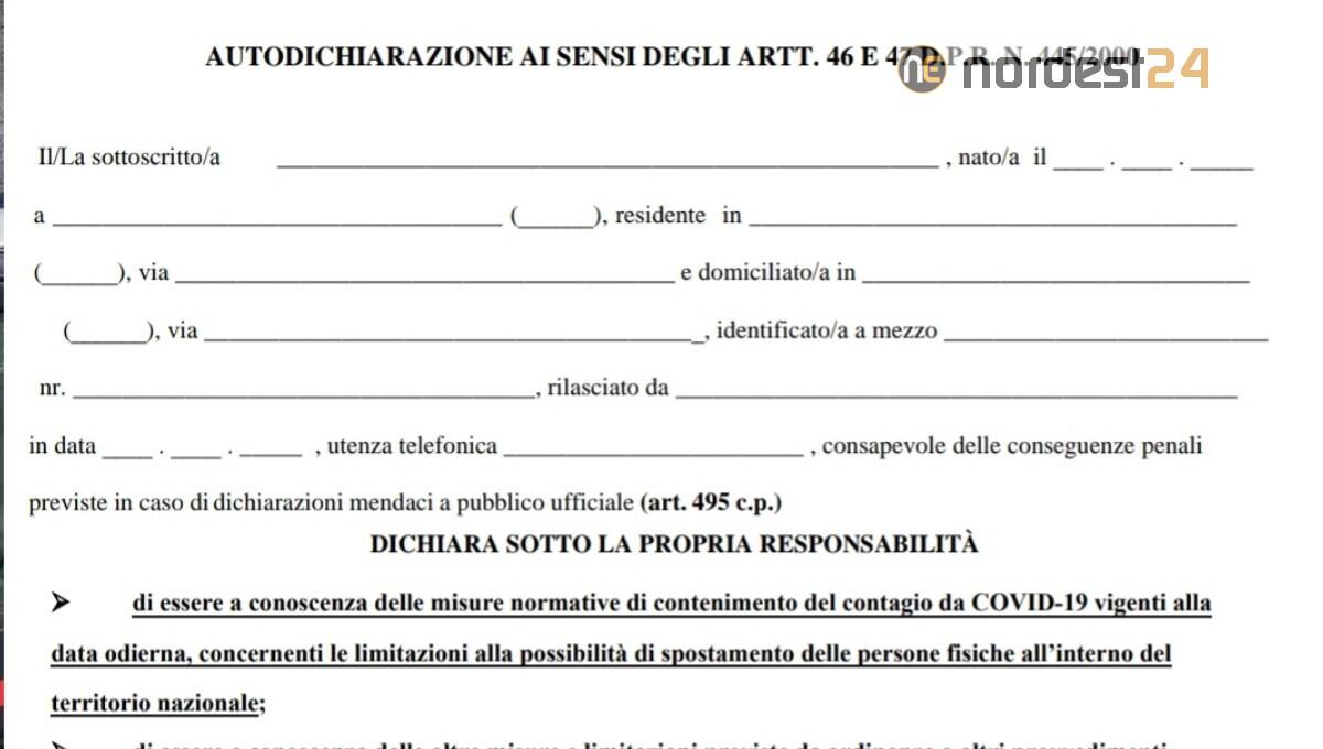 Fvg, modulo Pdf di autodichiarazione per gli spostamenti- SCARICA - 