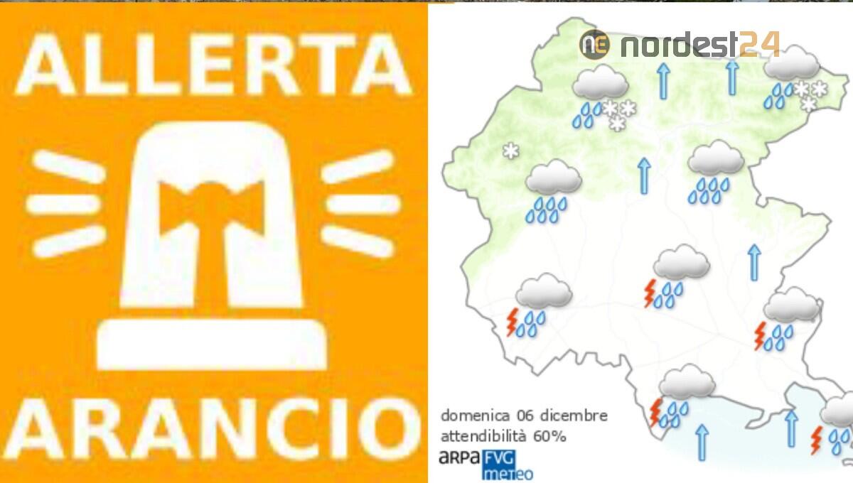 Allerta meteo arancione in Fvg: piogge molto intense, nevicate, acqua alta e mareggiate - 