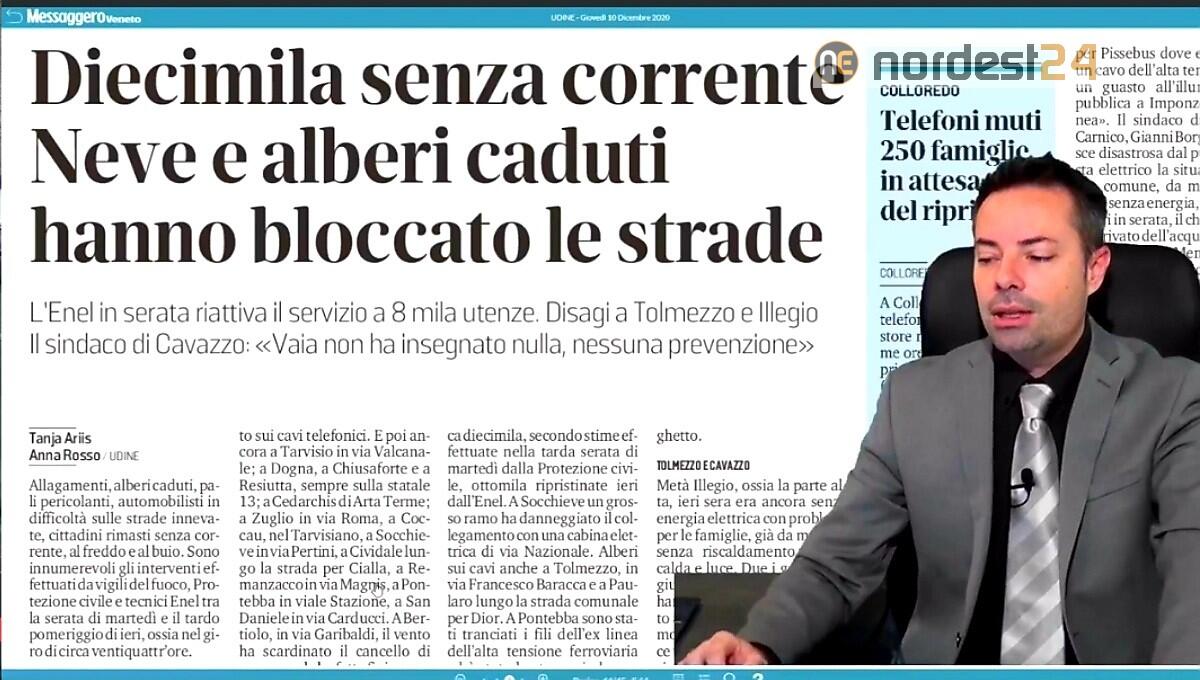 Slavine e blackout in montagna: in migliaia senza corrente. Rassegna stampa 10 dicembre - 