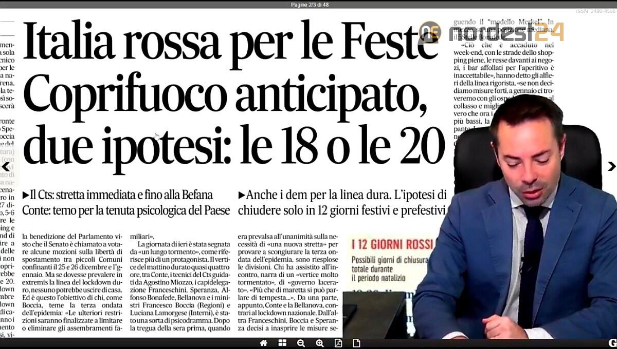 Italia zona rossa durante le feste e coprifuoco anticipato. Rassegna stampa 15 dicembre - 