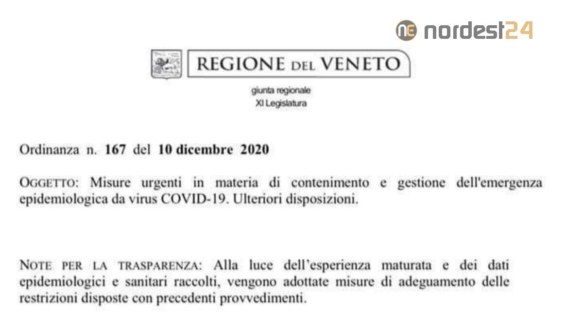 Veneto, nuova Ordinanza di Zaia del 10/12/2020: cosa prevede, scarica PDF - 