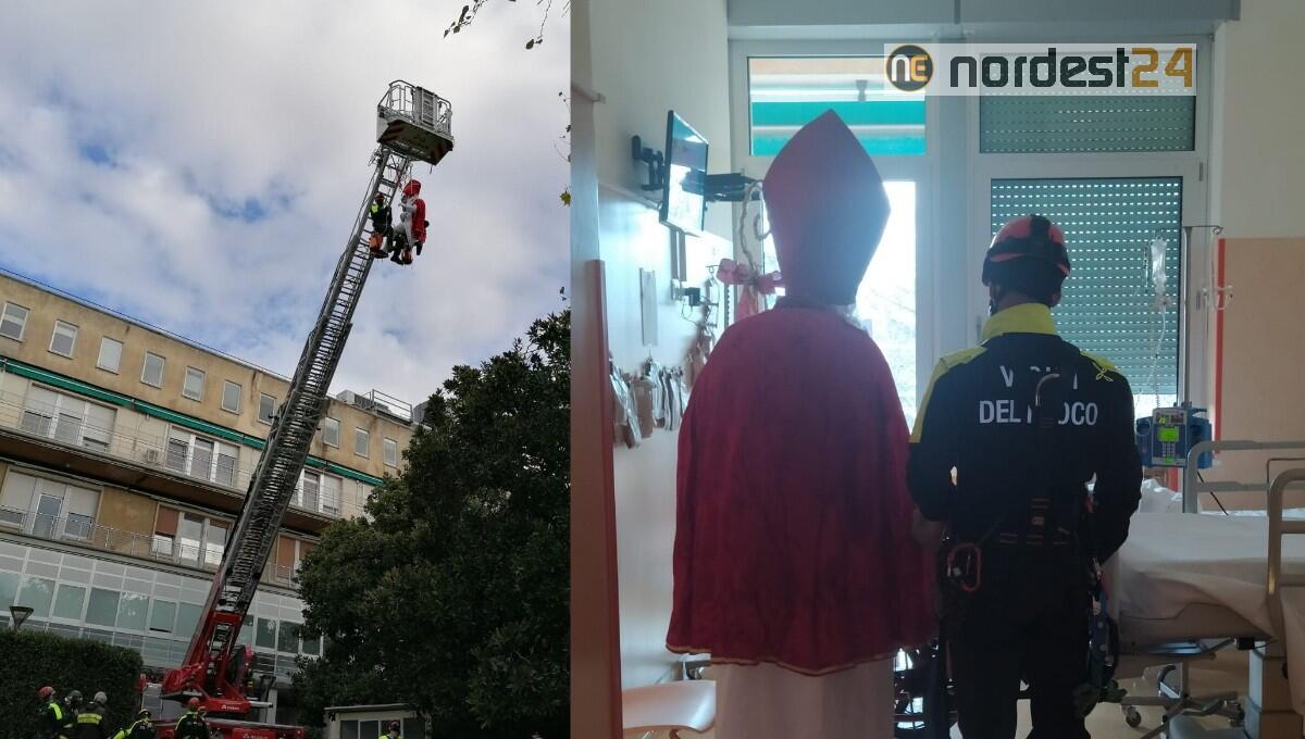 San Nicolò arriva dai bimbi al Burlo con i Vigili del Fuoco - 