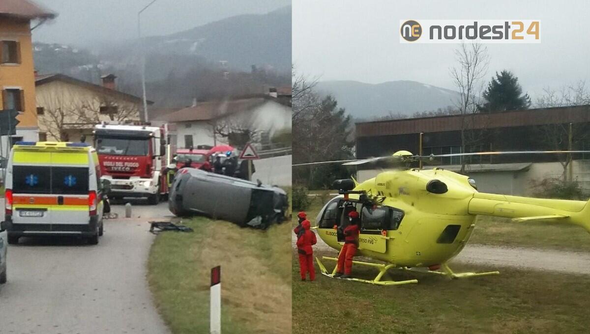 Scontro tra 2 auto a Collalto di Tarcento: una si ribalta sul fianco - 