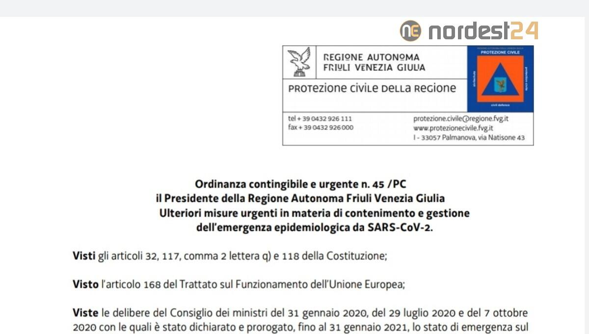 Covid Fvg: Ordinanza Fedriga del 05/12/2020 - Scarica PDF - 