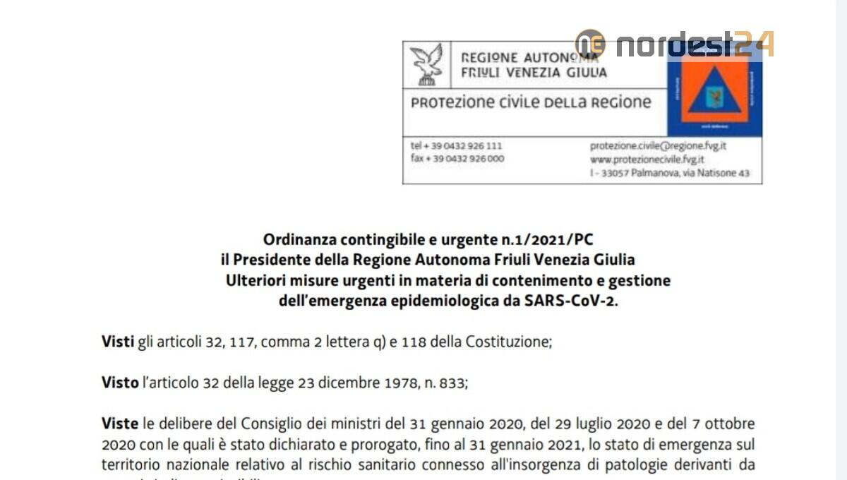 Fedriga firma l'Ordinanza: chiuse le scuole superiori fino al 31/1 - PDF - 