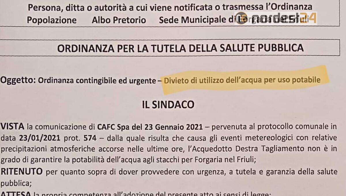Maltempo in Fvg: acqua non potabile a Forgaria nel Friuli - 
