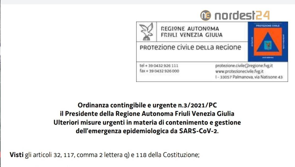 Nuova Ordinanza di Fedriga 31/01/2021 - Testo e PDF - 