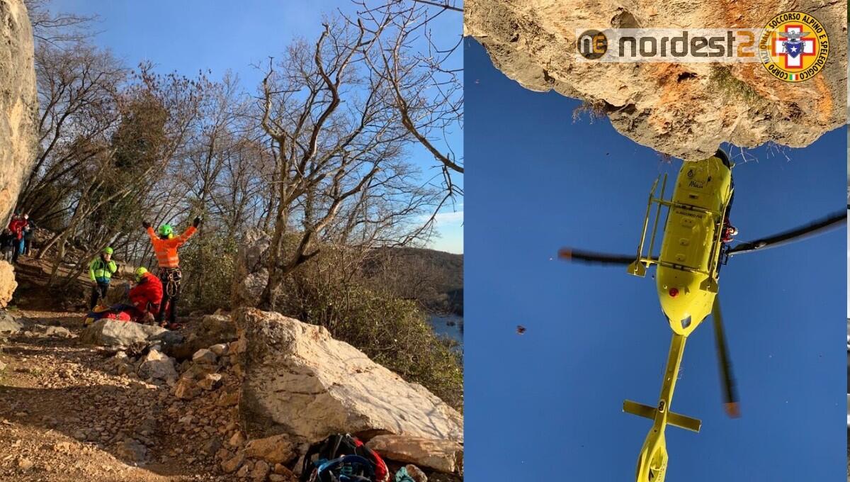 Cade in falesia da un'altezza di otto metri a Doberdò del Lago - 