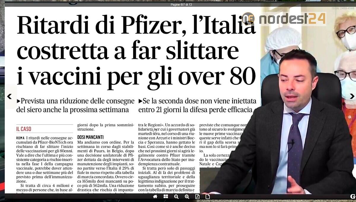 Slitta il vaccino per gli over 80, a rischio seconda dose. Rassegna stampa 21 gennaio - 