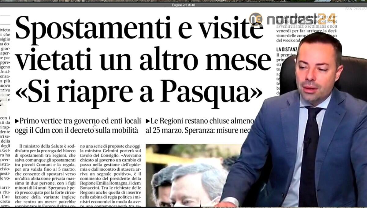 Spostamenti tra Regioni vietati un altro mese. Rassegna stampa 22 febbraio - 