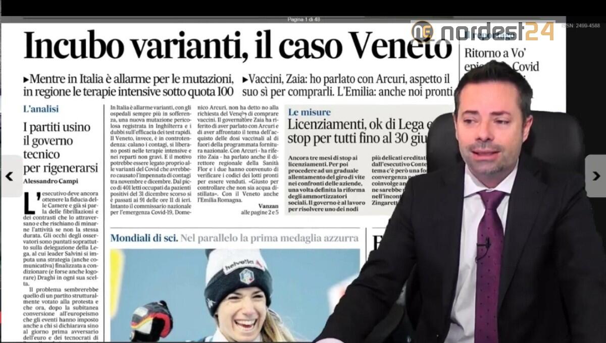 Frenano i ricoveri a Nordest, preoccupa la variante. Rassegna Stampa 17 febbraio - 