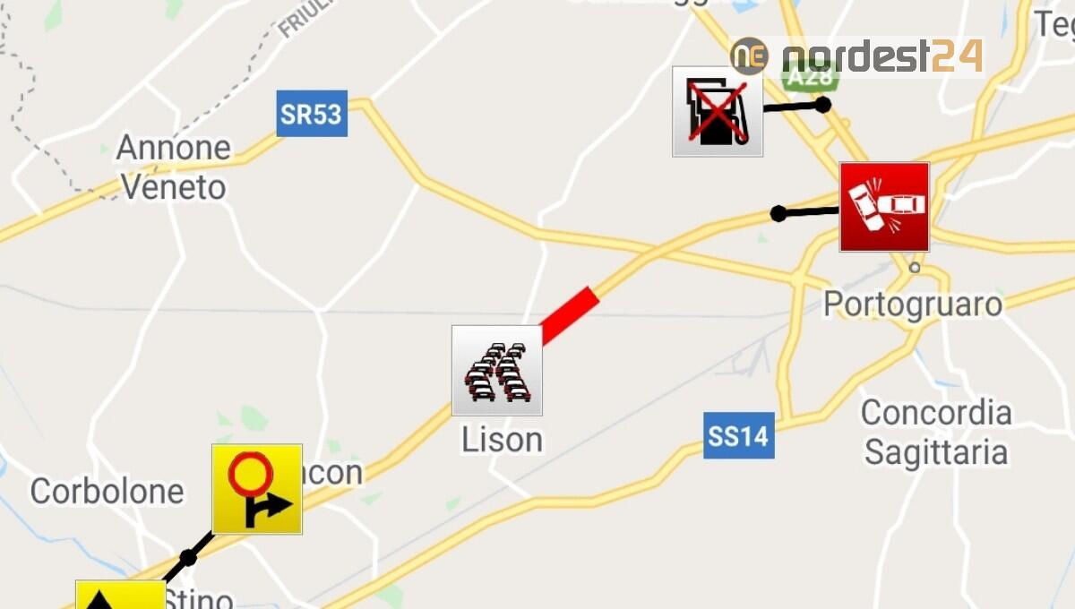 Tamponamento tra 2 Tir: chiusa l'A4 tra San Stino e Portogruaro - 