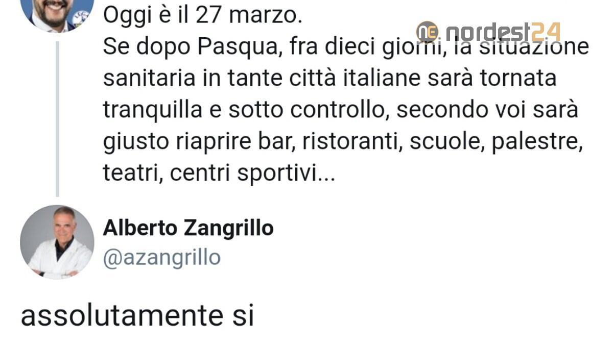 Salvini vuole riaprire tutto dopo Pasqua, Zangrillo è d’accordo - 