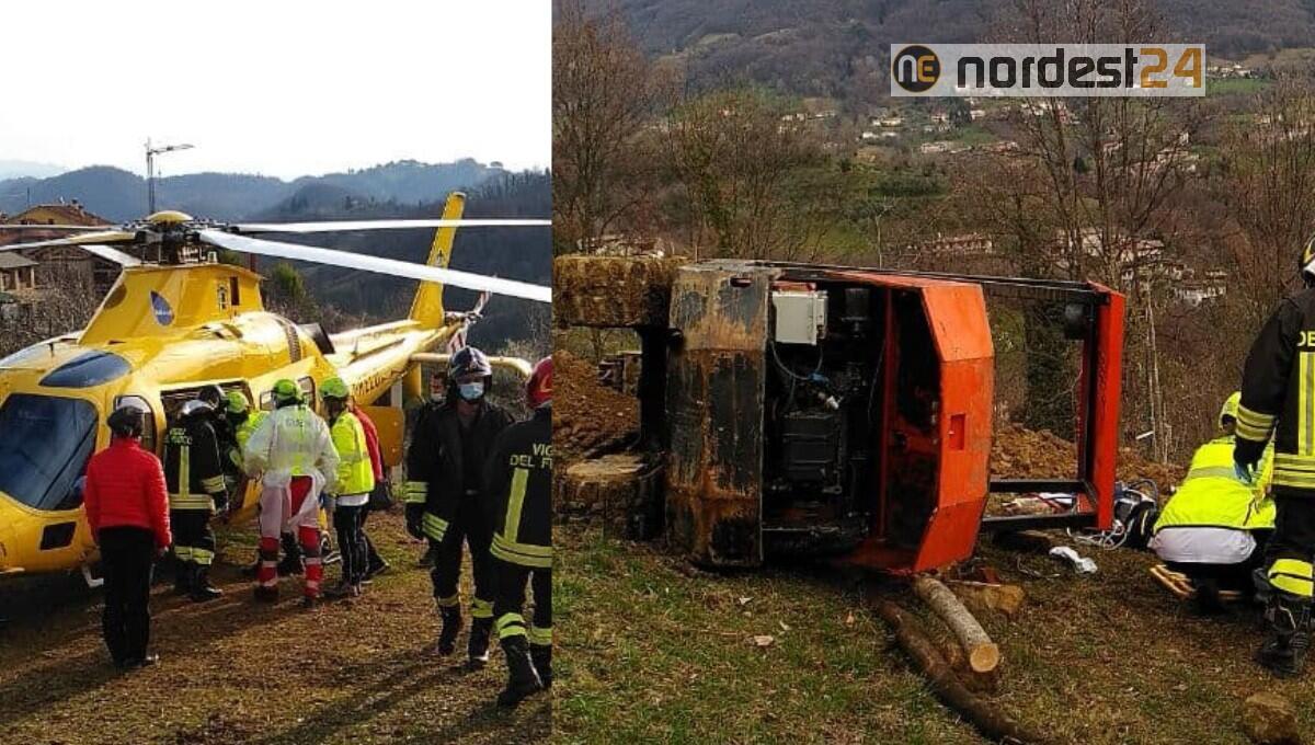 Travolto da un escavatore rimane schiacciato: 53enne gravissimo - 