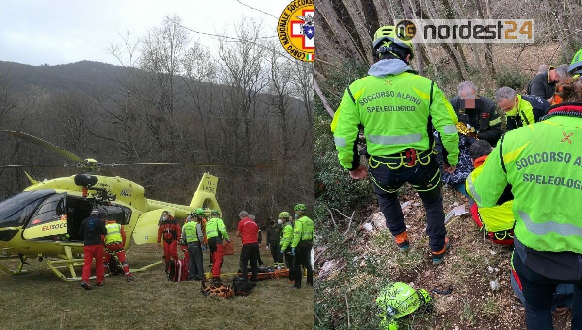 Ciclista infortunato soccorso sulle colline sopra Dardago (PN) - 