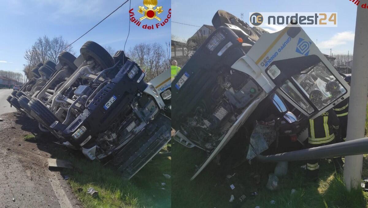 Betoniera si rovescia a Morgano: deceduto il conducente - 