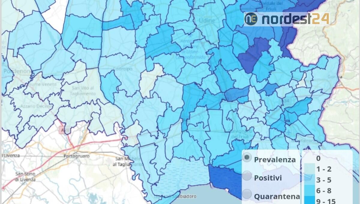 Aggiornata la mappa contagi sul sito Protezione civile Fvg - 