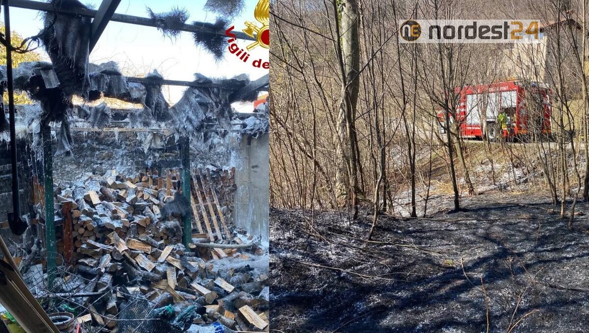 Due incendi in breve tempo: bruciano una legnaia e un ettaro di sterpaglie - 