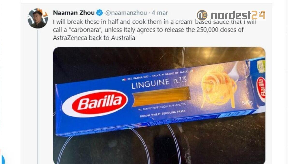 L'Italia blocca le dosi AstraZeneca, gli australiani "boicottano" ironicamente la pasta - 