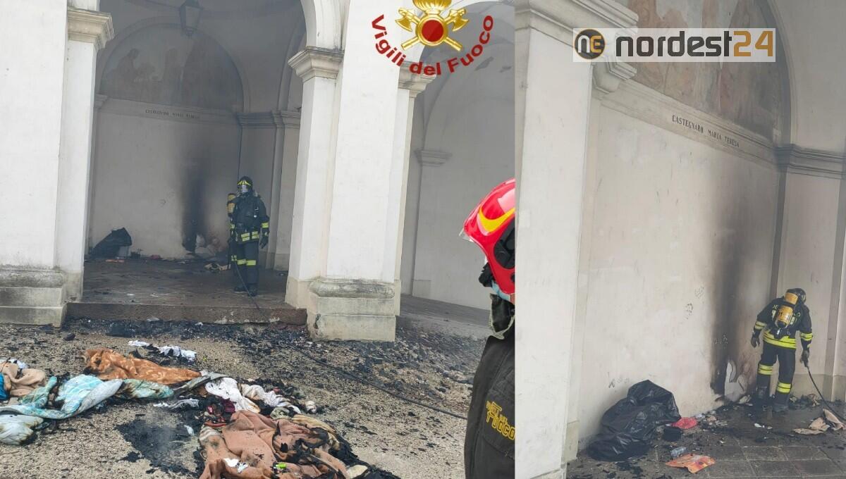 Bruciano le coperte dei senzatetto ai piedi del Santuario e si danneggia un affresco - 