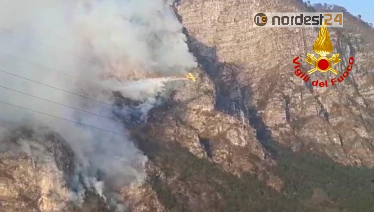 Vasto incendio boschivo sopra Pissebus tra Tolmezzo e Amaro - 
