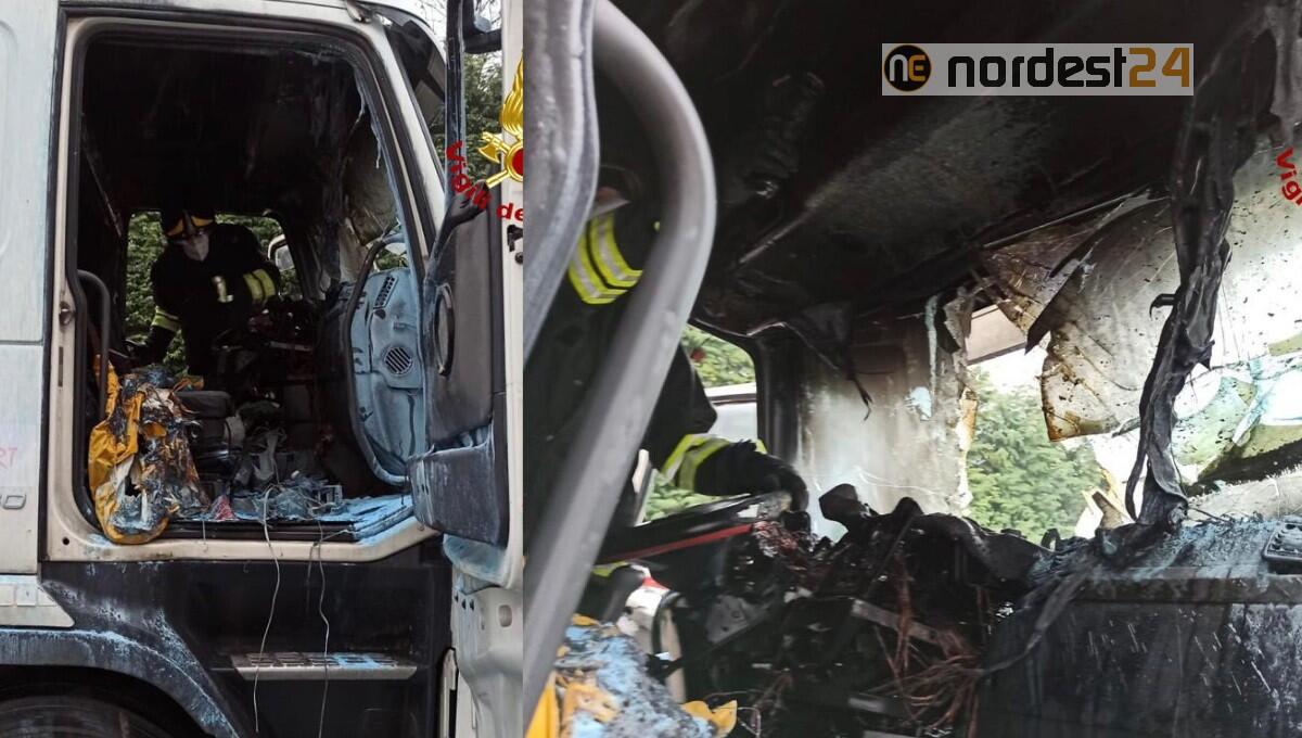 Incendio della cabina guida di un camion: nessun ferito - 