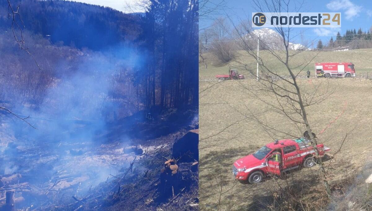 Incendio di sterpaglie e sottobosco vicino alle abitazioni - 