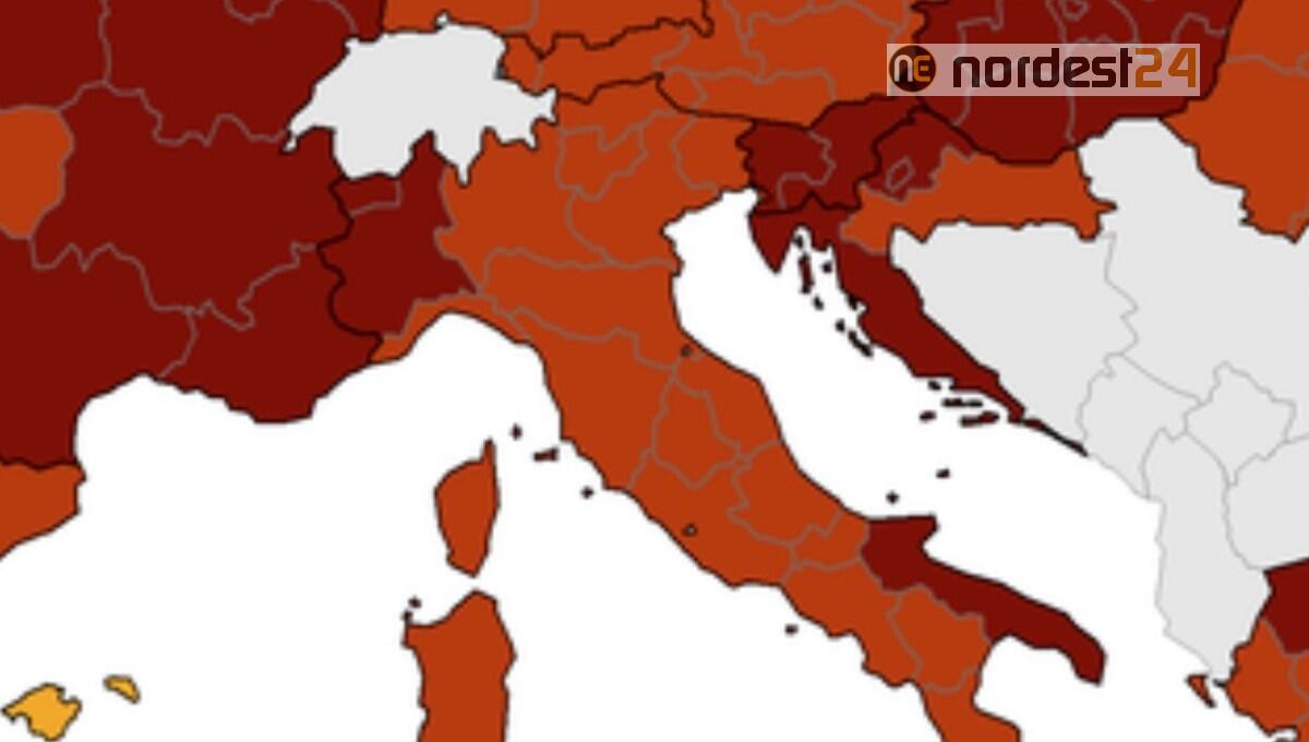 Il Fvg esce dal "rosso scuro" nella mappa Ue delle zone a rischio - 