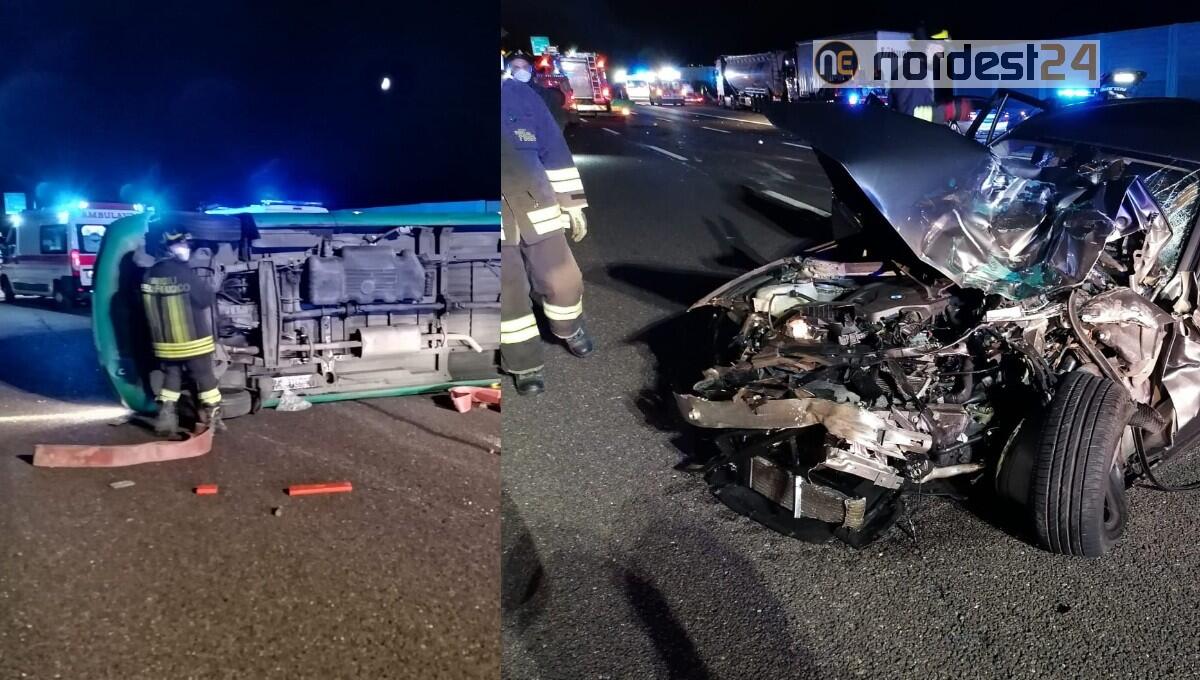 Scontro in A4 tra 2 auto e un furgone: sei feriti di cui due gravi - 