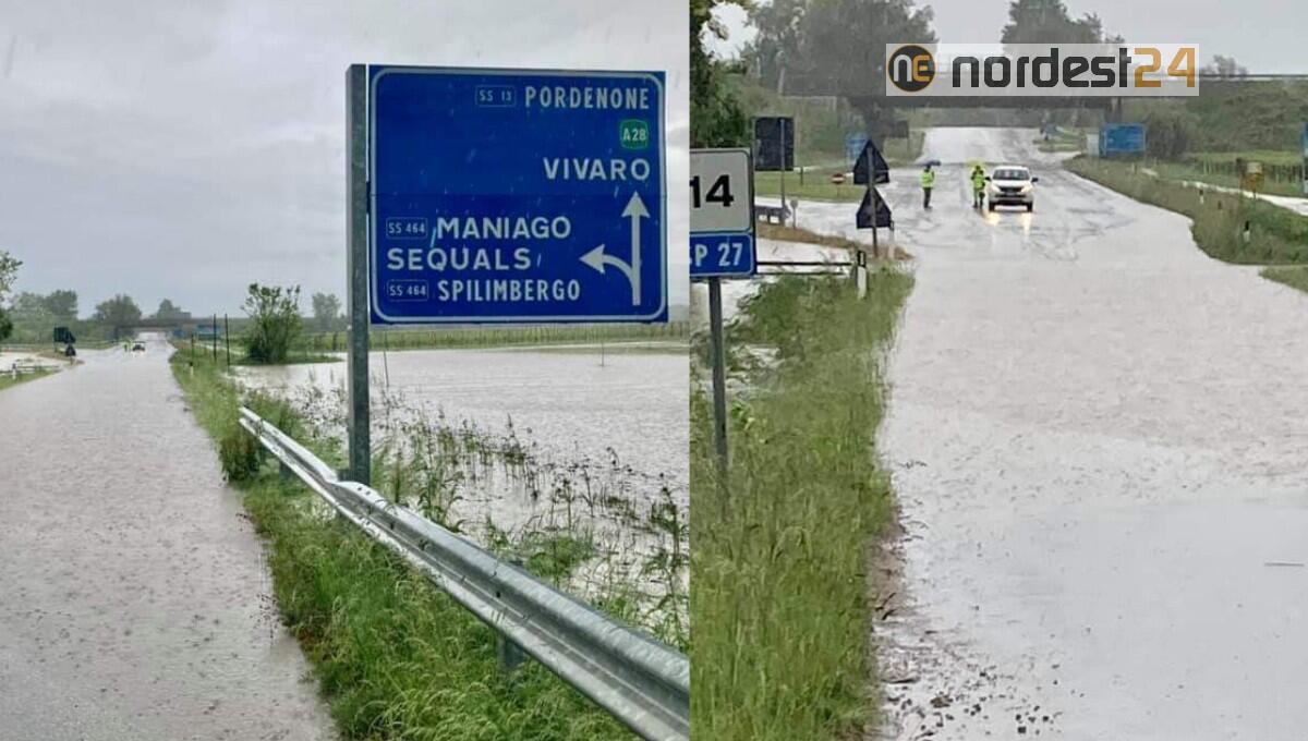 Bomba d'acqua nel Pordenonese allaga la strada: chiusa la SP27 - 